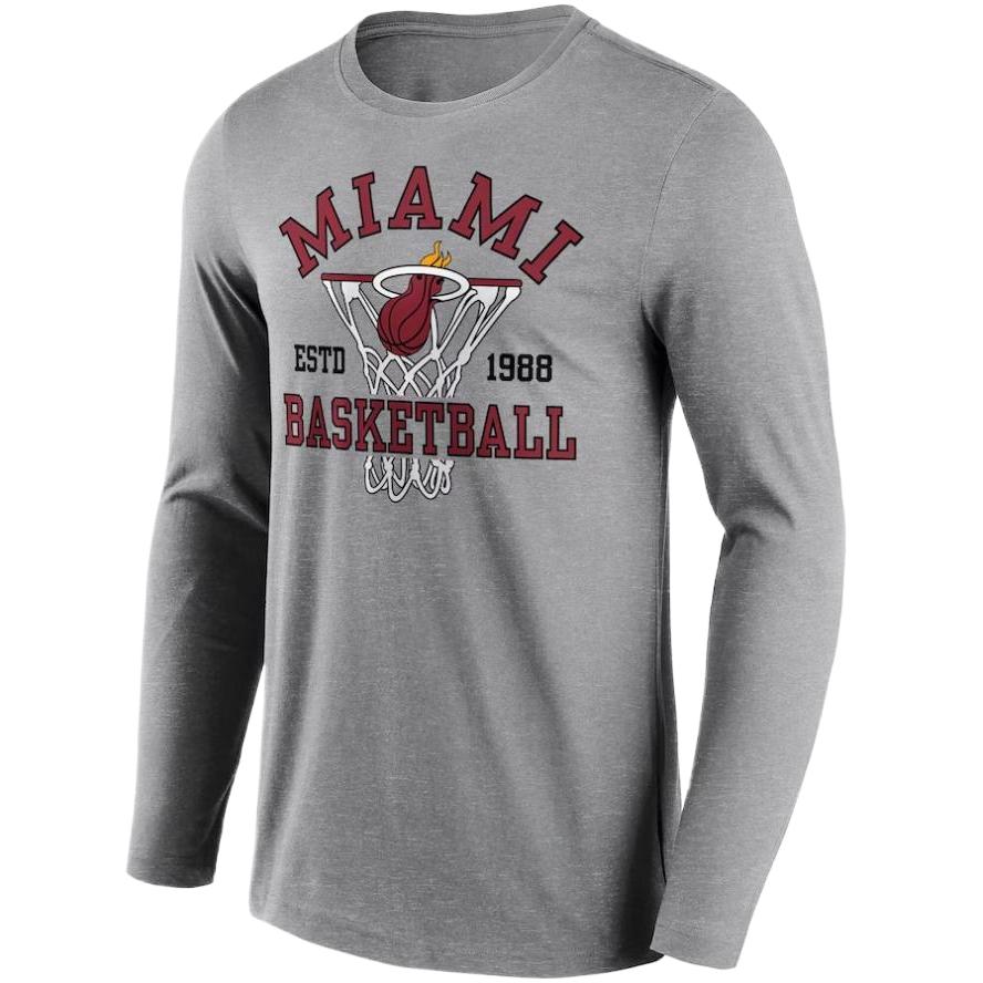 NBA Miami Heat Grey Crewneck Pullover Sweatshirt Casual Long Sleeve 12085746