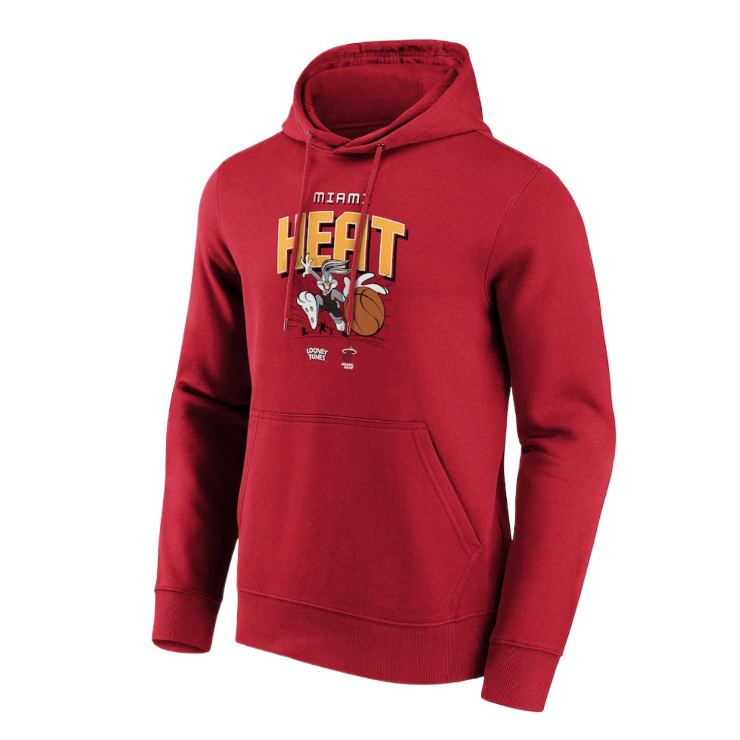 NBA Miami Heat Looney Tunes Bugs Bunny Graphic Red Hoodie Casual Wear 13327593