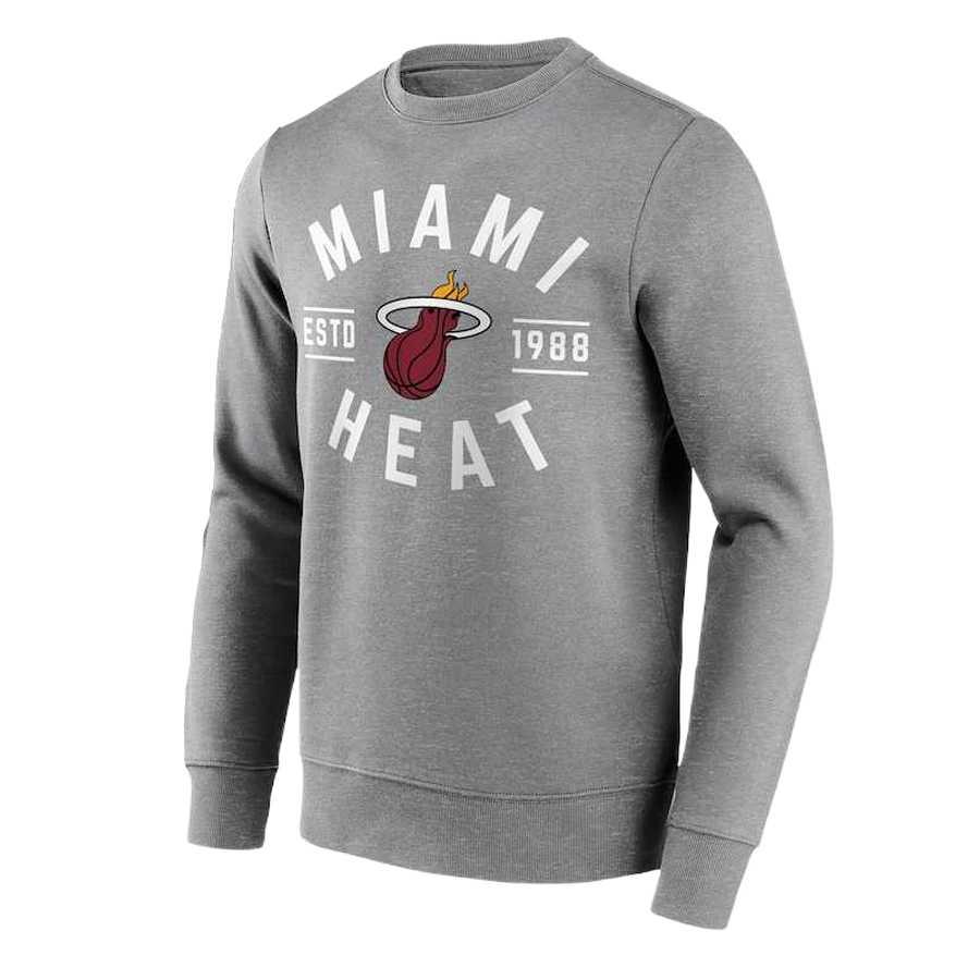 NBA Miami Heat True Classic Graphic Crew Sweatshirt - Gray, Breathable & Comfy 12085722