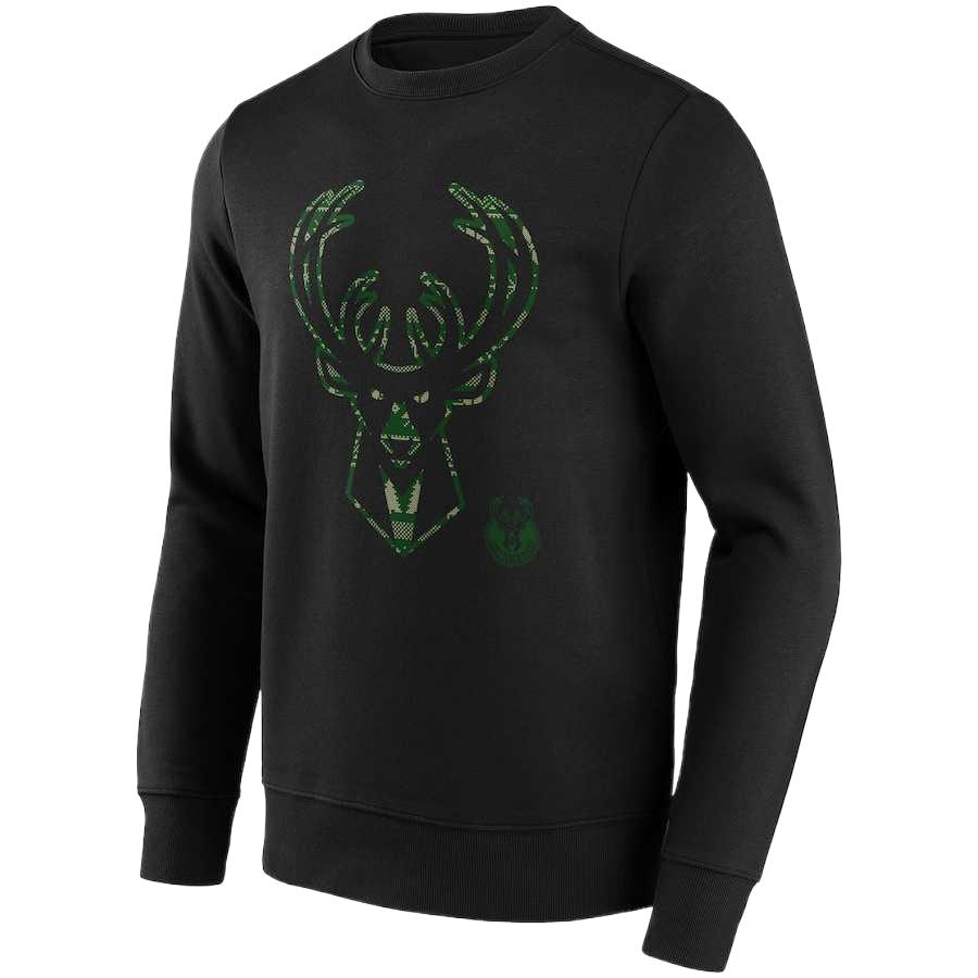 NBA Milwaukee Bucks Animal Print Black Casual Sweatshirt 13340862