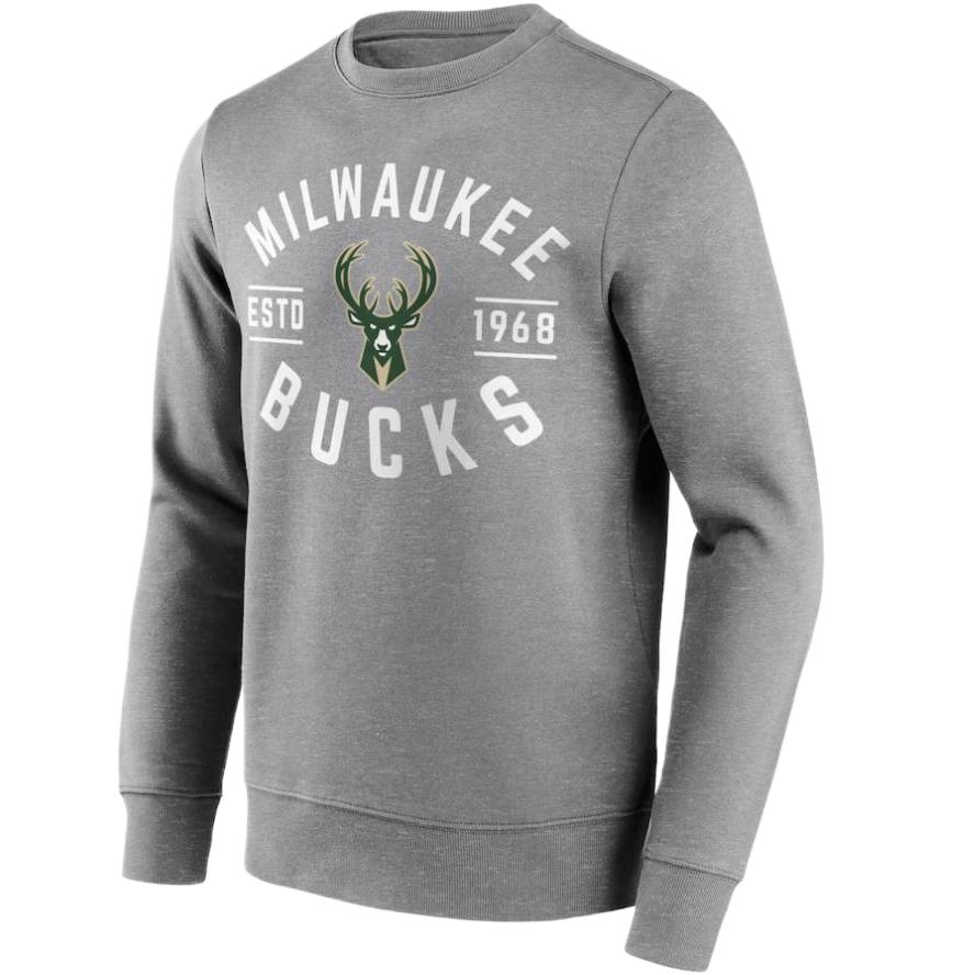NBA Milwaukee Bucks Classic Crewneck Sweatshirt Grey Long Sleeve 12085631