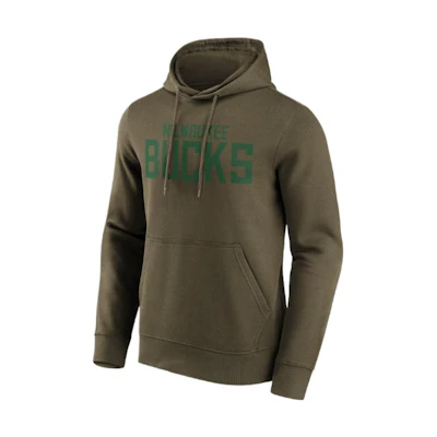 NBA Milwaukee Bucks Fanatics Logo Print Pullover Sweatshirt Brown Green - 12088569