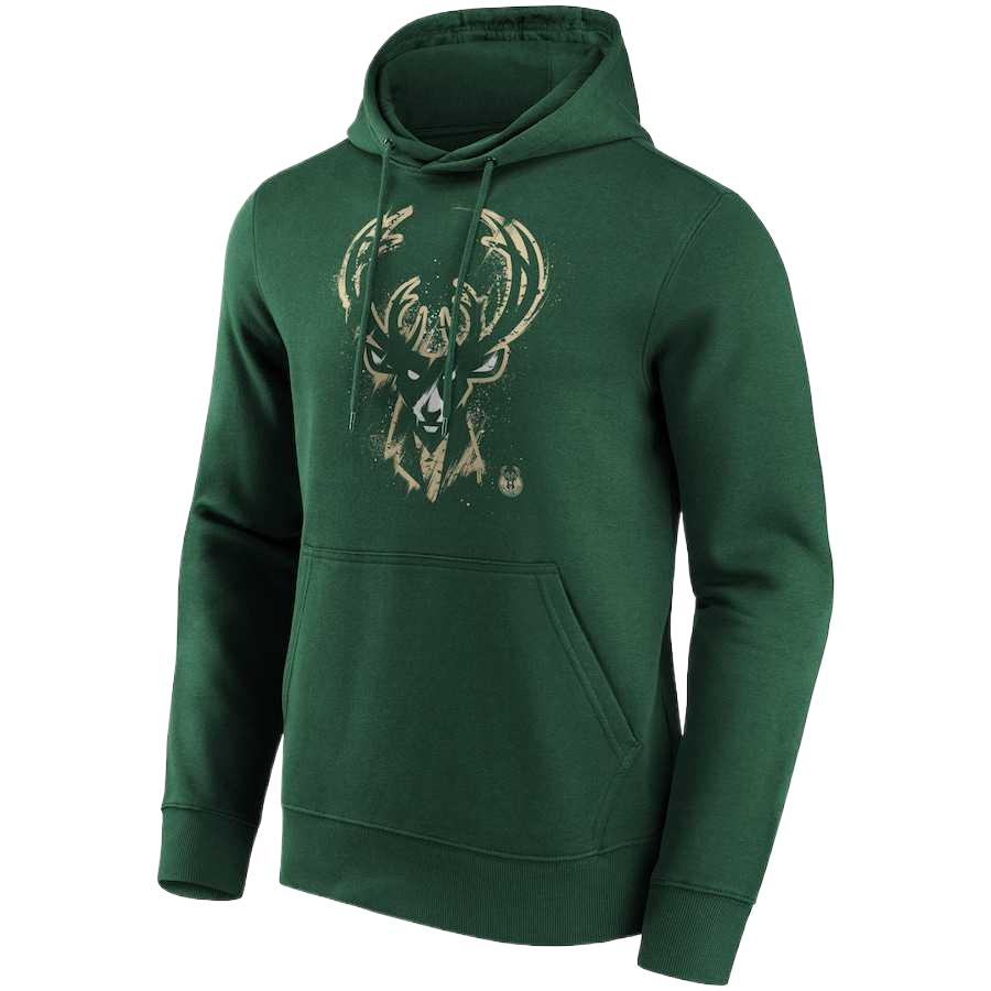 NBA Milwaukee Bucks Fanatics Splatter Hoodie Green Long Sleeve Sweatshirt 12088179