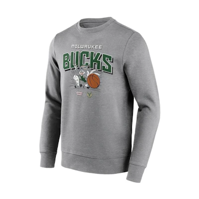NBA Milwaukee Bucks Looney Tunes Bugs Bunny Crewneck Sweatshirt Grey Mens 13327580