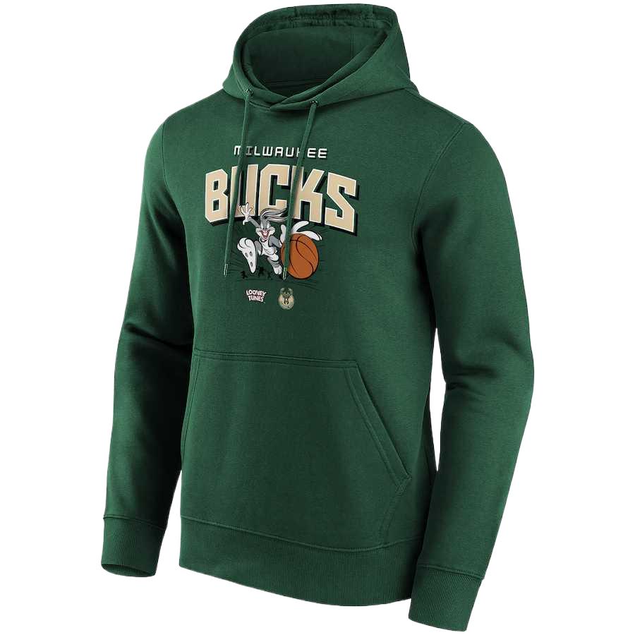 NBA Milwaukee Bucks Looney Tunes Bugs Bunny Graphic Hoodie Green Long Sleeve 13327523