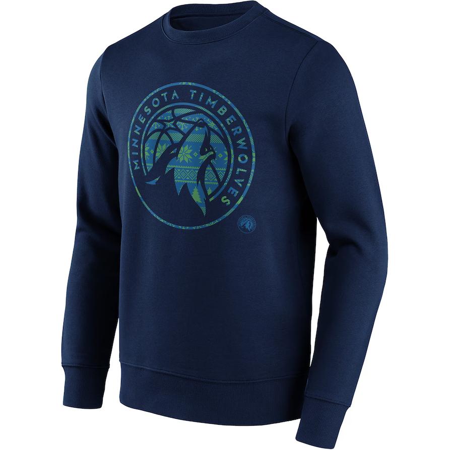 NBA Minnesota Timberwolves Blue Crewneck Pullover Sweatshirt Long Sleeve 13341182