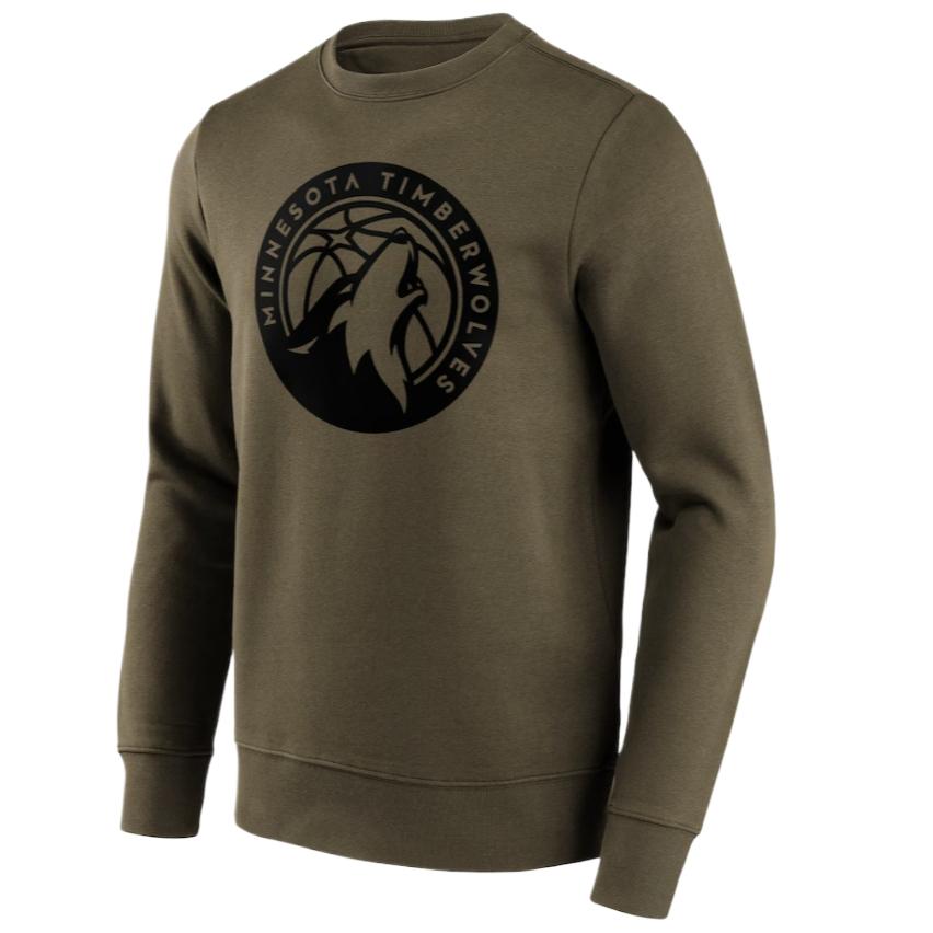 NBA Minnesota Timberwolves Fanatics Logo Crewneck Sweatshirt Olive - 12087210