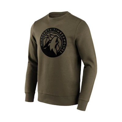 NBA Minnesota Timberwolves Fanatics Logo Crewneck Sweatshirt Olive - 12087210
