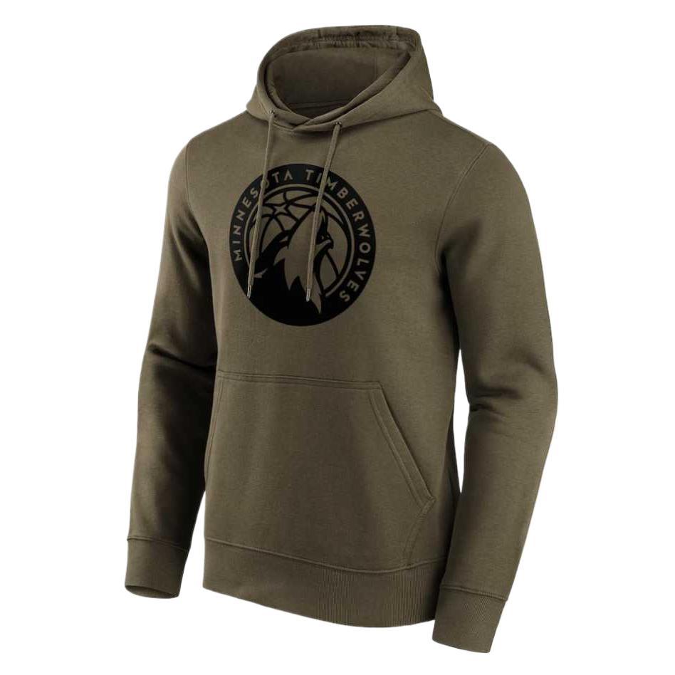 NBA Minnesota Timberwolves Fanatics Olive Green Logo Hoodie Fashion 12087135