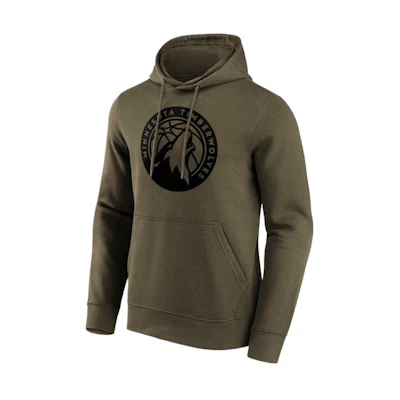 NBA Minnesota Timberwolves Fanatics Olive Green Logo Hoodie Fashion 12087135
