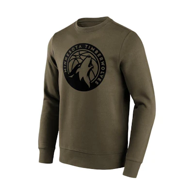 NBA Minnesota Timberwolves Mono Logo Print Pullover Hoodie Olive Green 201426740
