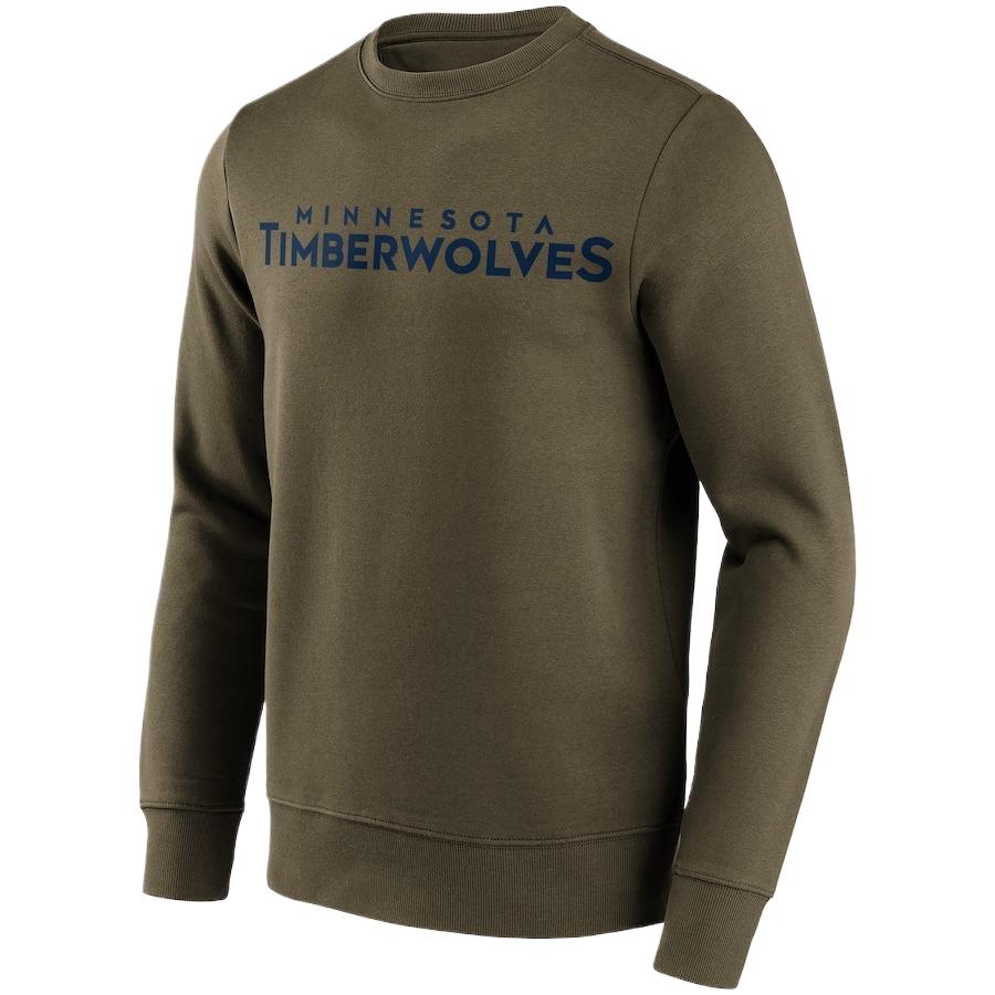 NBA Minnesota Timberwolves Wordmark Crewneck Pullover Sweatshirt Olive - 201426722
