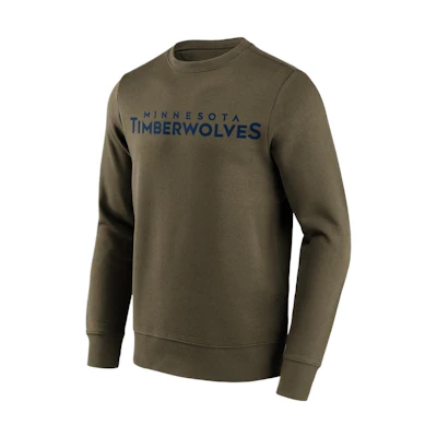 NBA Minnesota Timberwolves Wordmark Crewneck Pullover Sweatshirt Olive - 201426722