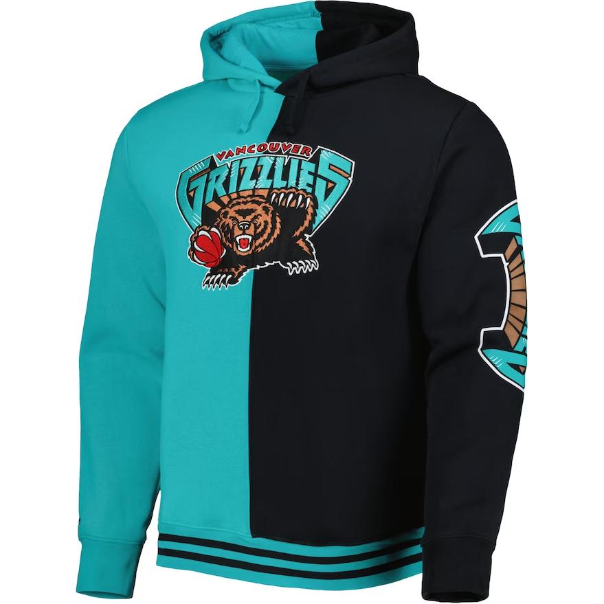NBA Mitchell & Ness Vancouver Grizzlies Black Colorblock Hoodie Turquoise 5176763
