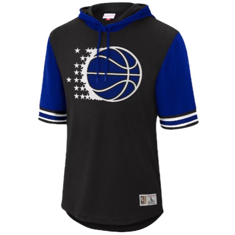 NBA Mitchell Mesh Pullover Hoodie Short Sleeve Black 4219592
