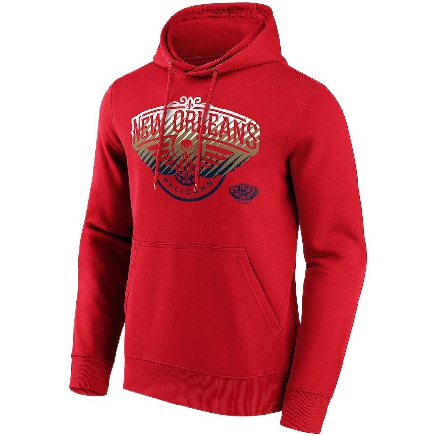 NBA New Orleans Pelicans Fade Logo Graphic Red Pullover Sweatshirt Men 12085605