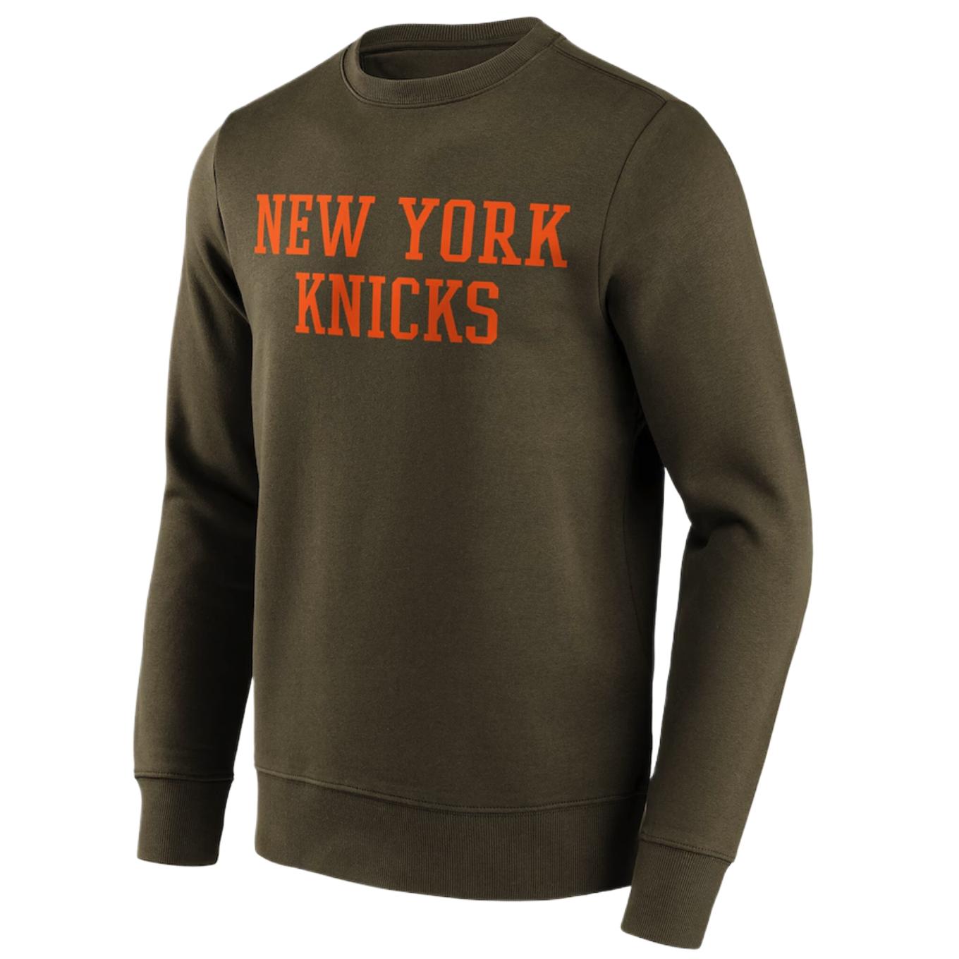 NBA New York Knicks Brown Crewneck Pullover Letter Print Sweatshirt - 12092084