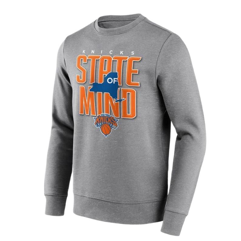 NBA New York Knicks Fanatics Logo Print Crewneck Sweatshirt Grey () 12089244