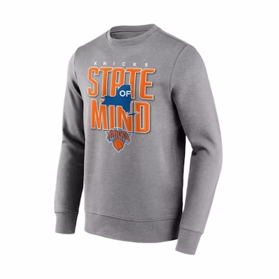 NBA New York Knicks Fanatics Logo Print Crewneck Sweatshirt Grey () 12089244