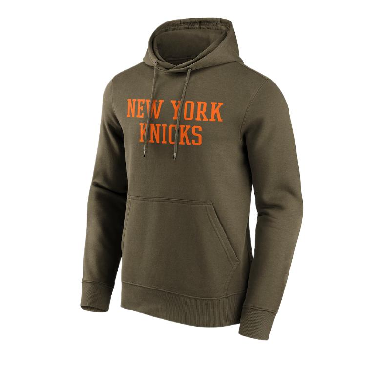 NBA New York Knicks Fanatics Wordmark Hoodie Brown Green Long Sleeve 12088626
