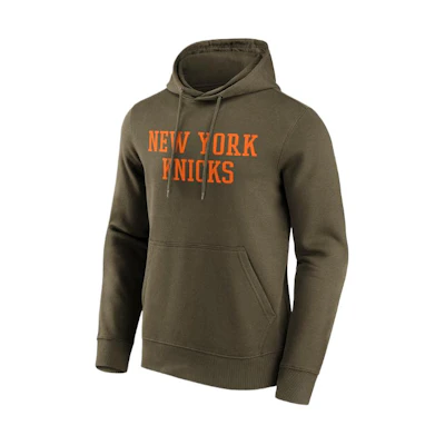 NBA New York Knicks Fanatics Wordmark Hoodie Brown Green Long Sleeve 12088626