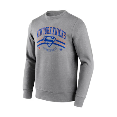 NBA New York Knicks Gray Crewneck Sweatshirt with Logo Print for Men 13327566
