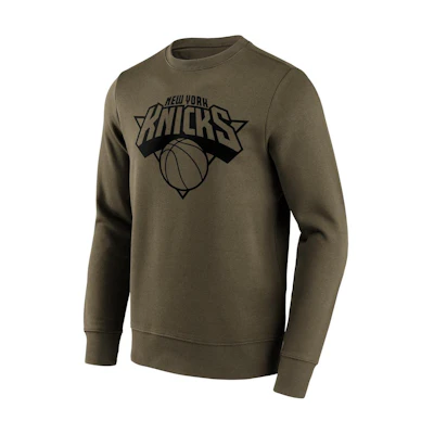 NBA New York Knicks Logo Crewneck Sweatshirt Olive Green Long Sleeve Pullover 12087164