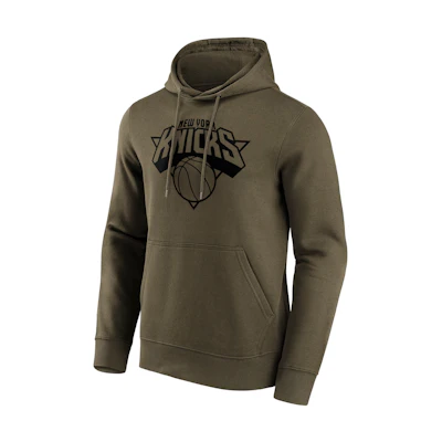 NBA New York Knicks Olive Green Hooded Pullover Basketball Print Sweatshirt Men 12087292