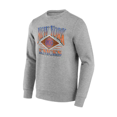 NBA New York Knicks Power Phase Letter Print Gray Pullover Crewneck Sweatshirt Men 13341015