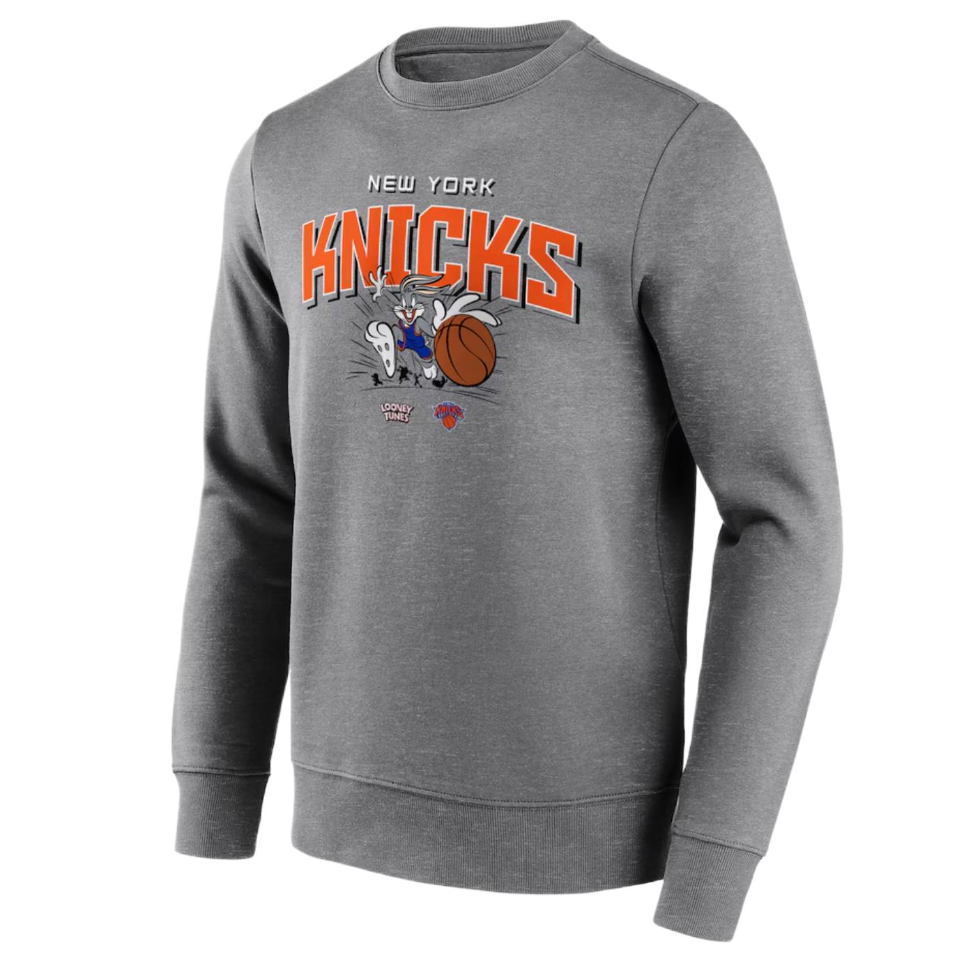 NBA New York Knicks Looney Tunes Bugs Bunny Grey Crewneck Sweatshirt Mens 13327559