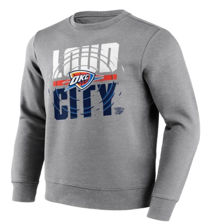 NBA Oklahoma City Thunder Fanatics Logo Crewneck Sweatshirt Grey Casualwear 12089311