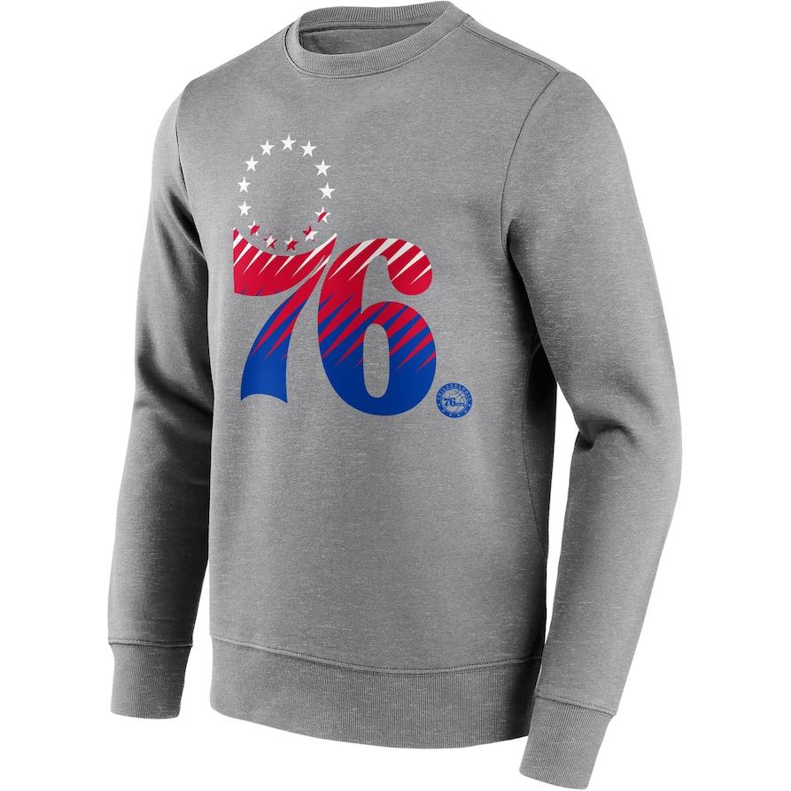 NBA Philadelphia 76ers Fade Graphic Crewneck Sweatshirt Grey Long Sleeve 12085658