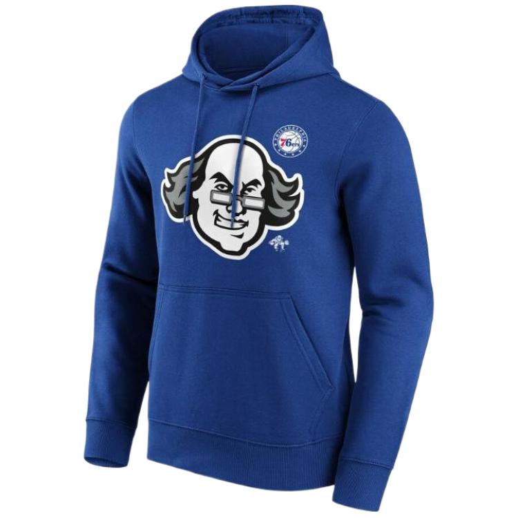 NBA Philadelphia 76ers Fanatics Logo Print Hoodie Sweatshirt Blue 12089077