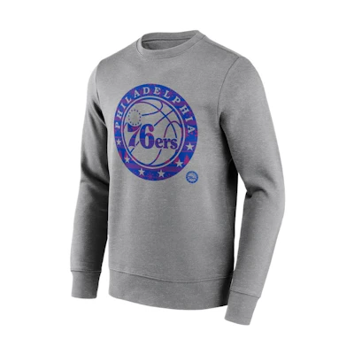 NBA Philadelphia 76ers Logo Print Crewneck Sweatshirt Men’s Grey 13341063