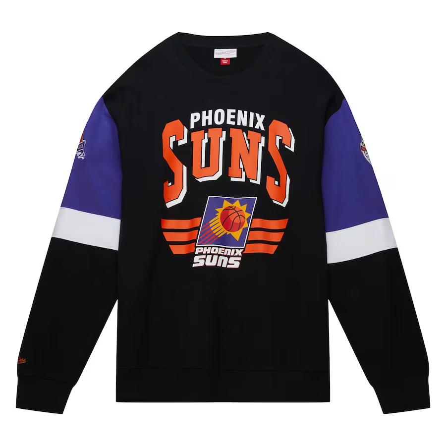 NBA Phoenix Suns Logo Patchwork Design Long-Sleeve Sweatshirt Black () 13376854