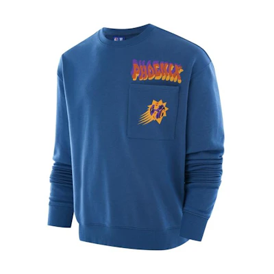 NBA Phoenix Suns Logo Print Ribbed Crewneck Sweatshirt Blue - F3APFA22CR13636PHO