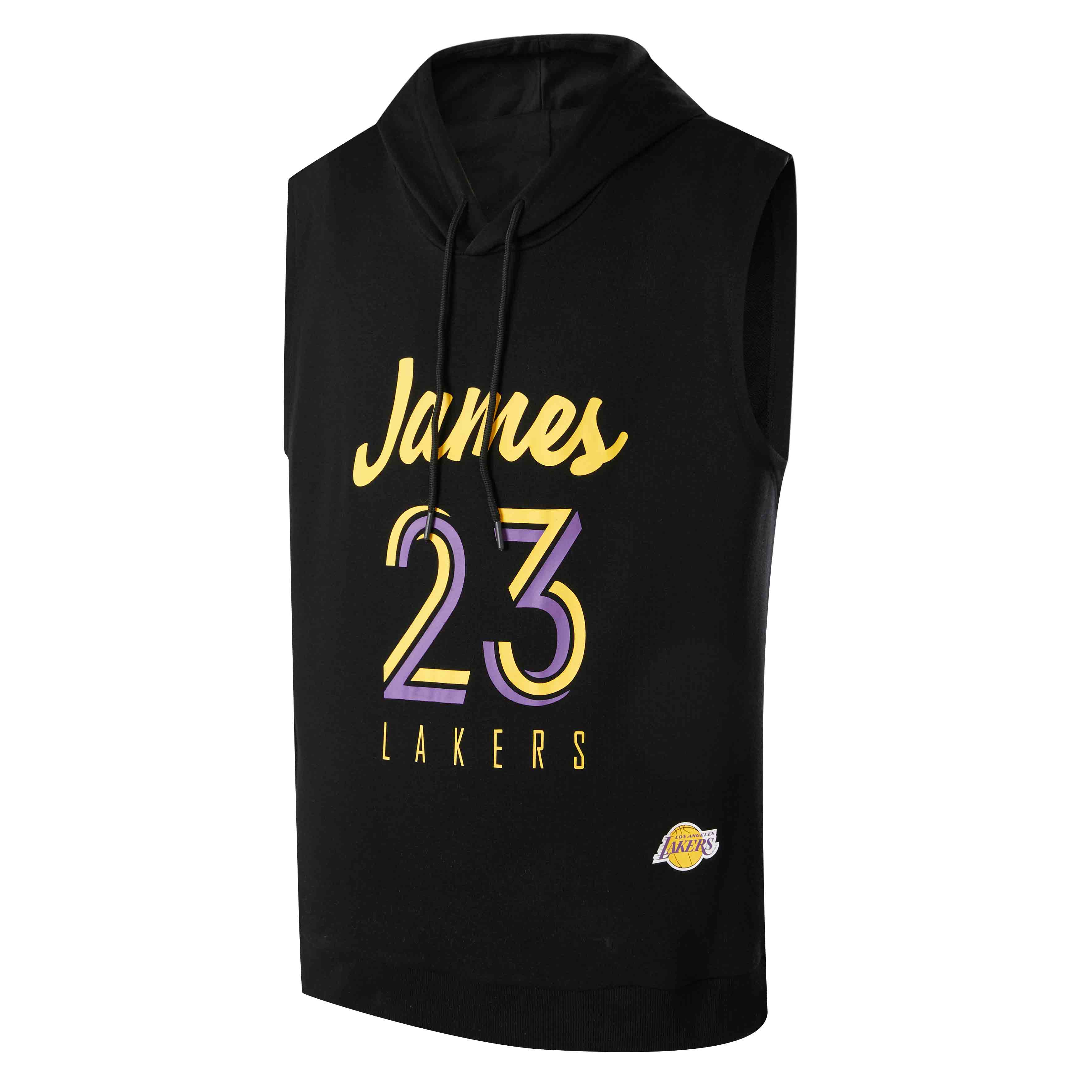 NBA Player Number Series Los Angeles Lakers LeBron James Black Hoodie Tank Top APTKT00627LALLBJ01