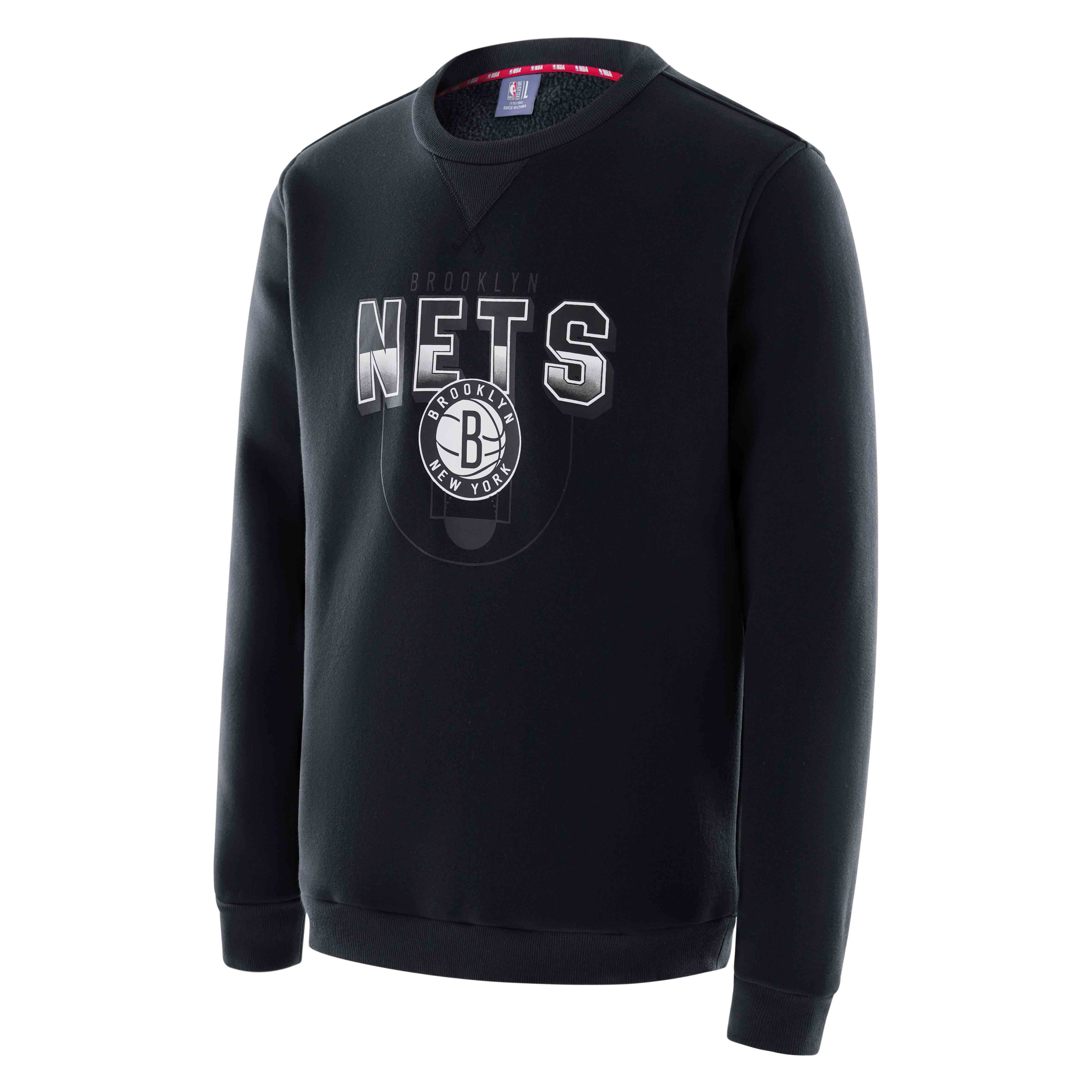 NBA Playoffs Brooklyn Nets Letter Print Black Fleece Crewneck Unisex Sweatshirt F3APHO22CR13728BKN