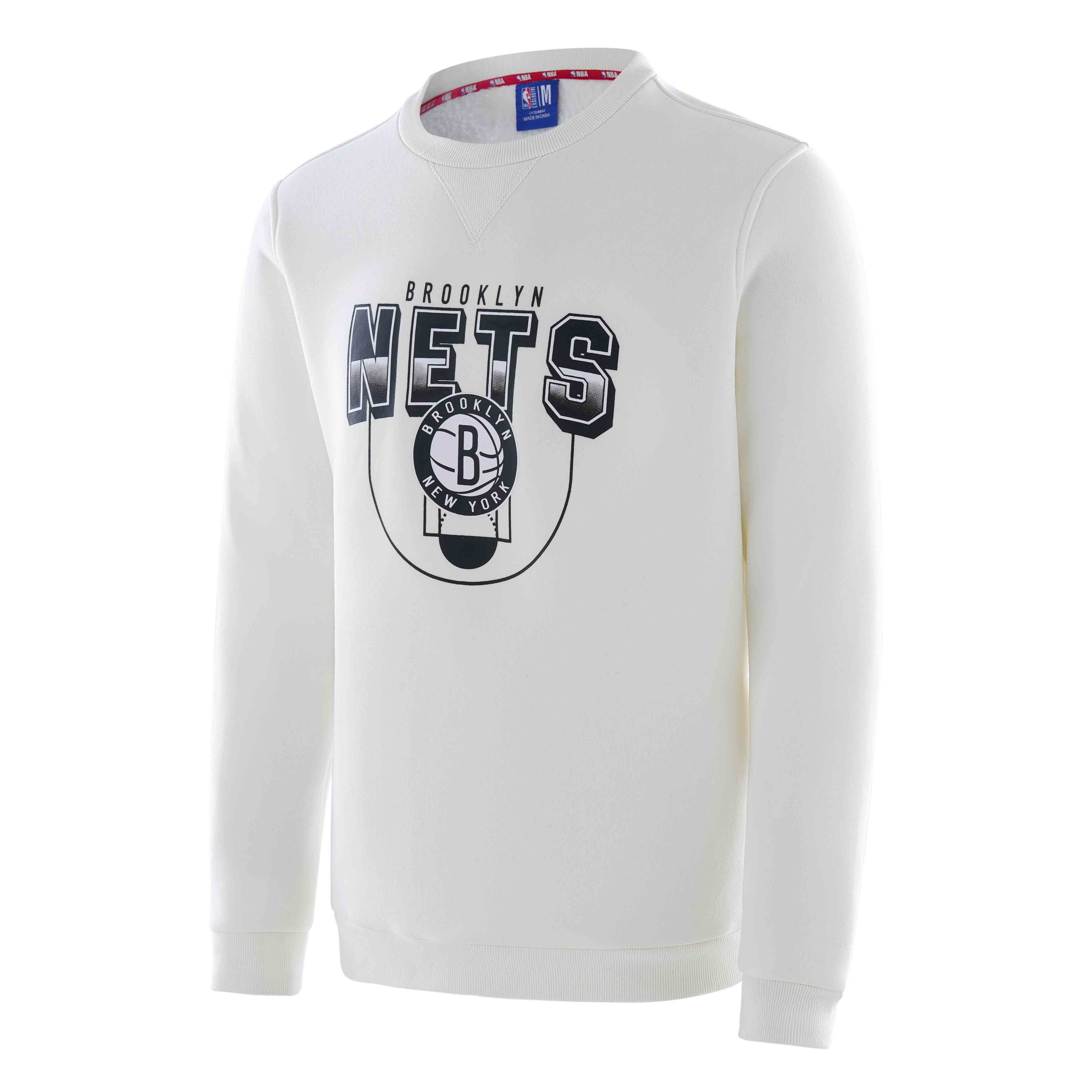 NBA Playoffs Brooklyn Nets Unisex White Fleece Letter Print Long-Sleeve Sweatshirt F3APHO22CR13729BKN