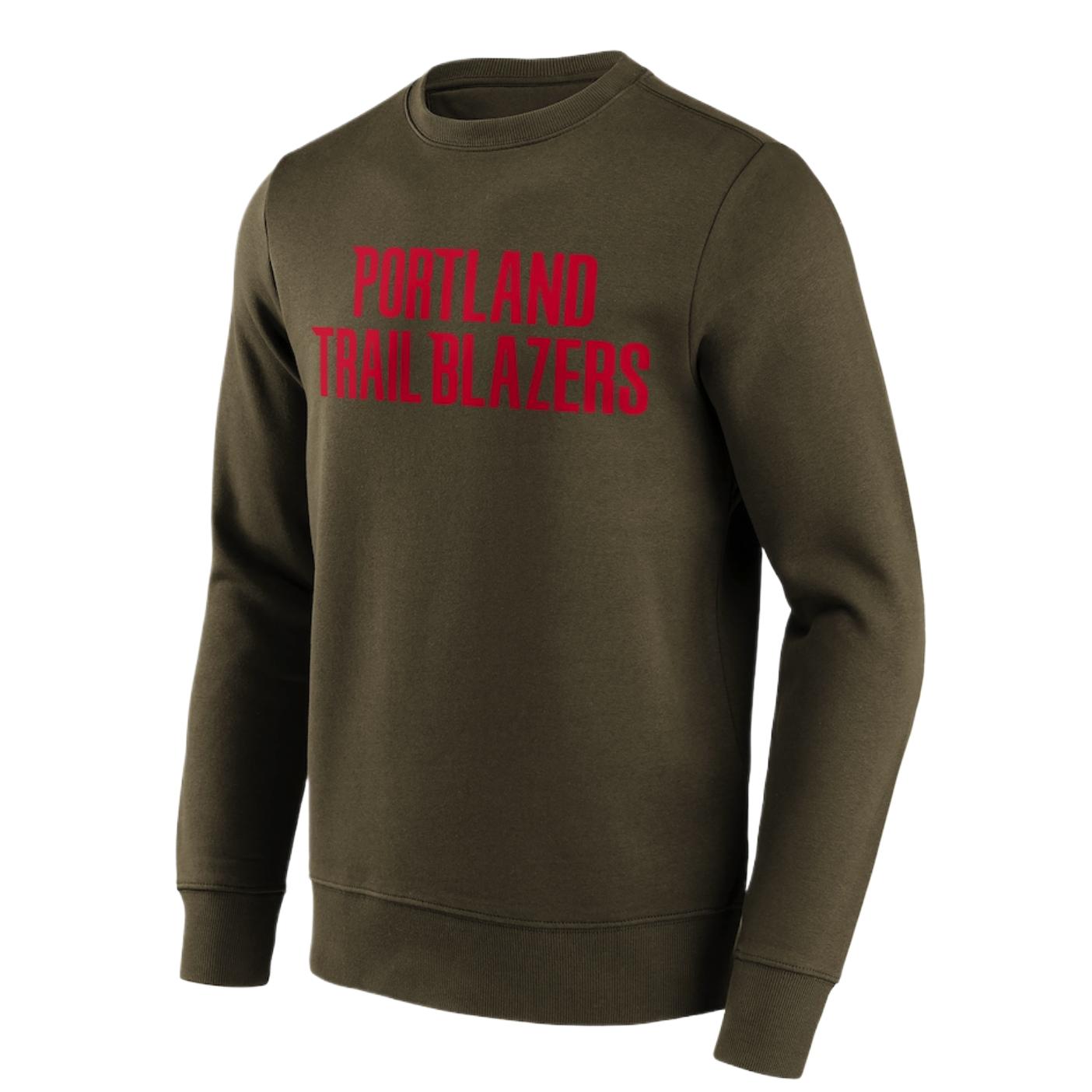 NBA Portland Trail Blazers Colorful Logo Crewneck Sweatshirt Brown (Men) 201426730