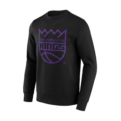 NBA Sacramento Kings Black Crewneck Logo Print Long-Sleeve Sweatshirt Men 13340654