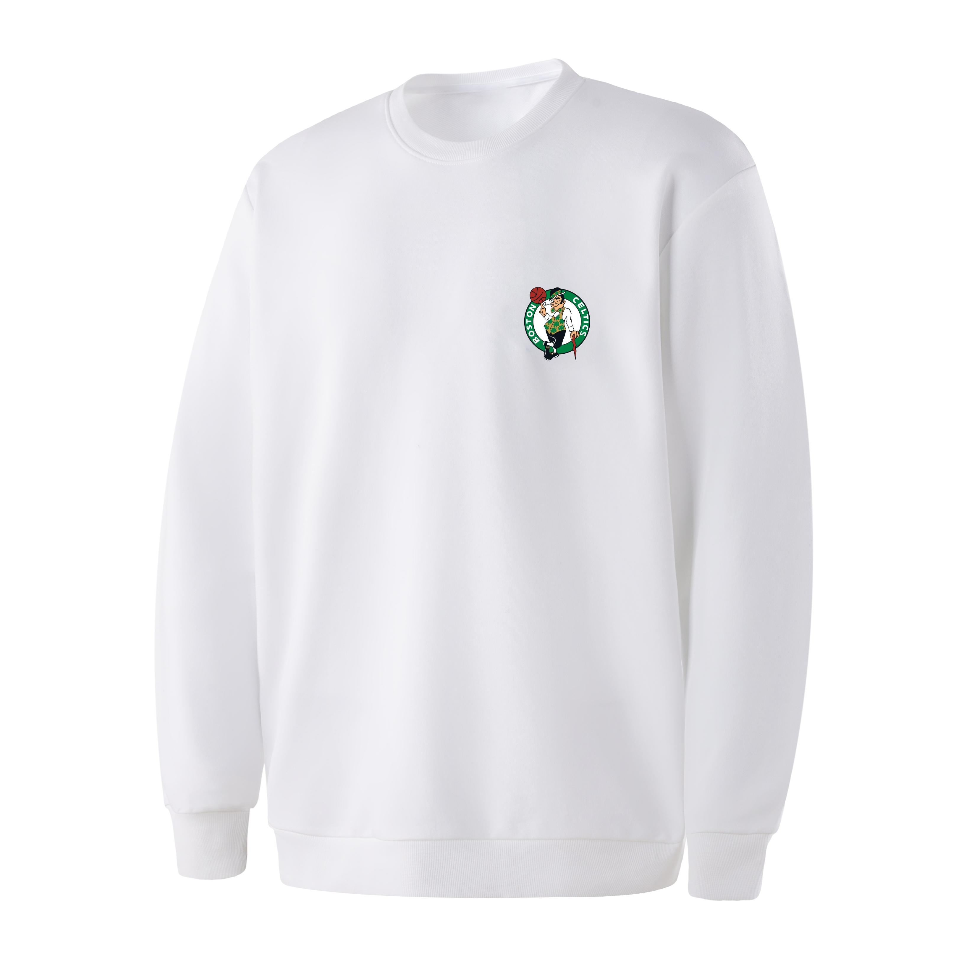 NBA Team Celtics Crewneck Pullover White Sweatshirt ( Casual Long Sleeve) APCRE00172BOS02