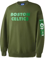NBA Team Series Boston Celtics Logo Print Ribbed Crewneck Sweatshirt Army Green APCRE00155BOS27 NBA Team Series Boston Celtics Logo Print Ribbed Crewneck Sweatshirt Army Green APCRE00155BOS27