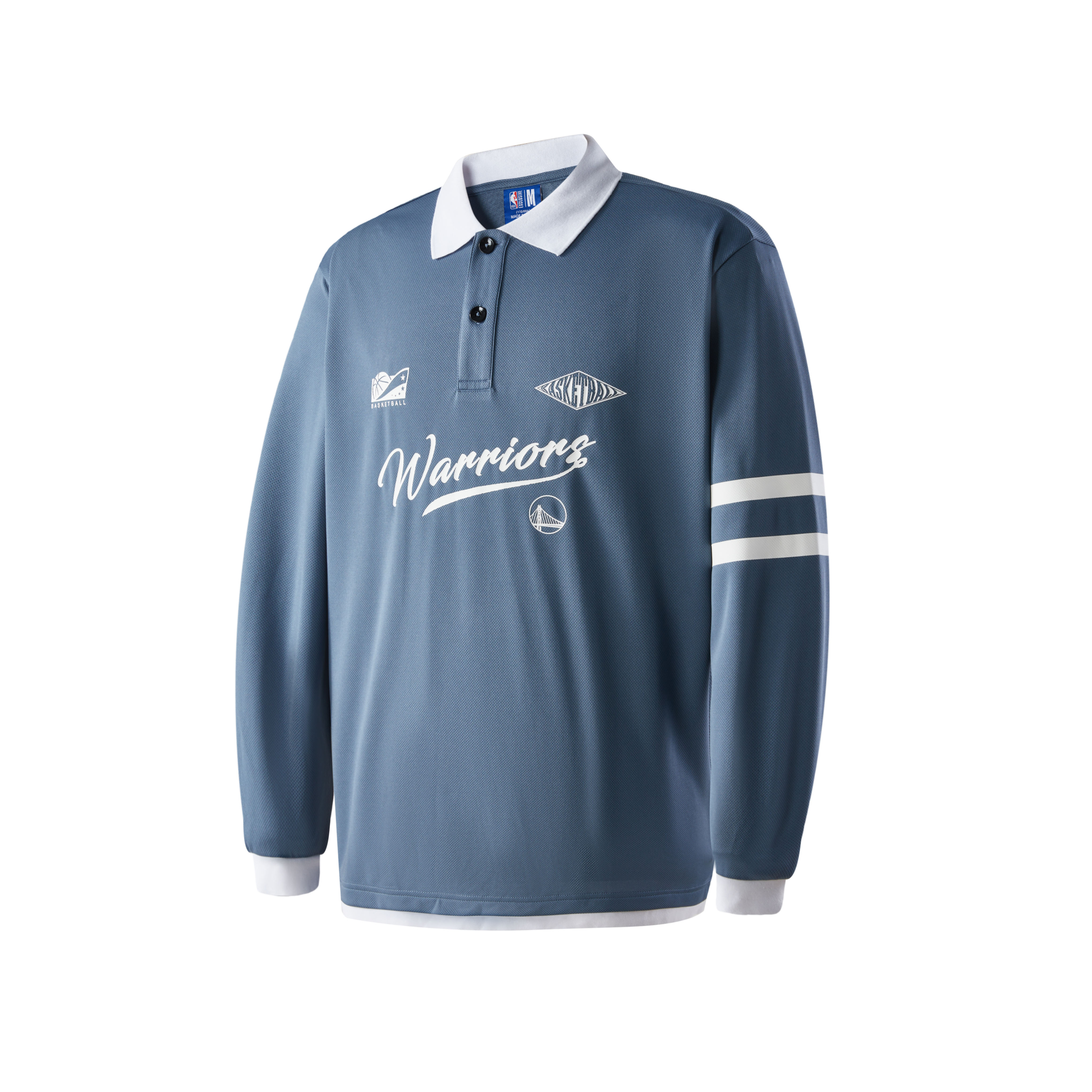 NBA Team Series Golden State Warriors Logo Long Sleeve Polo Unisex Gray Blue APPOL00527GSW26