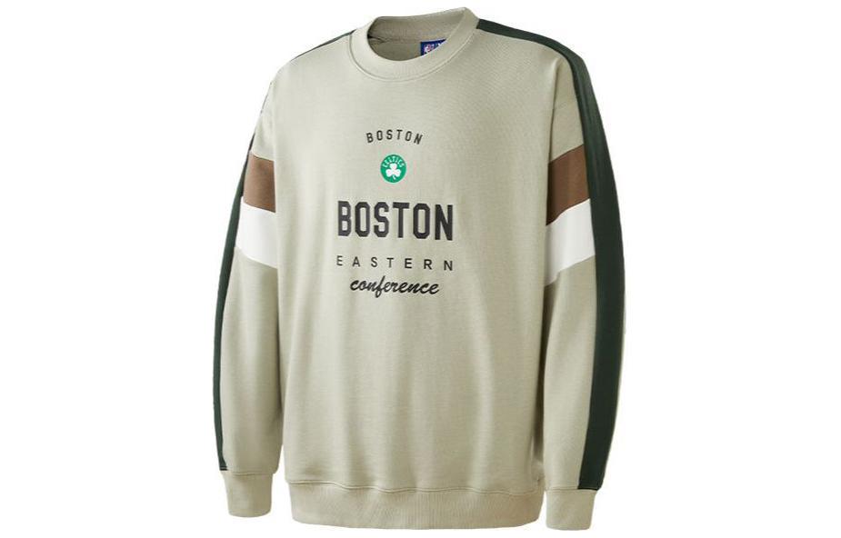 NBA Team Stories Celtics Logo Crewneck Sweatshirt Khaki Green Unisex Loose Fit APCRE00077BOS13