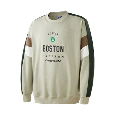 NBA Team Stories Celtics Logo Crewneck Sweatshirt Khaki Green Unisex Loose Fit APCRE00077BOS13