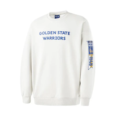 NBA Team Stories Golden State Warriors Logo Print Crewneck Sweatshirt Beige Mens APCRE00155GSW12