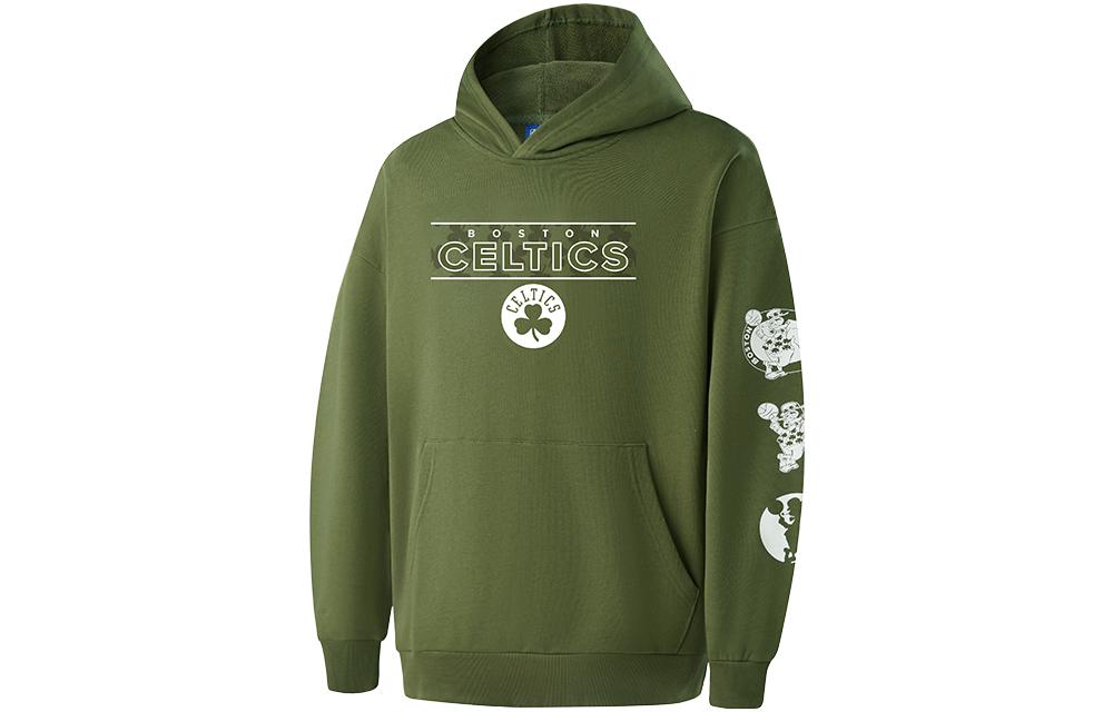 NBA Team Story Boston Celtics Logo Hoodie Men’s Loose Fit Army Green APHOD00156BOS27