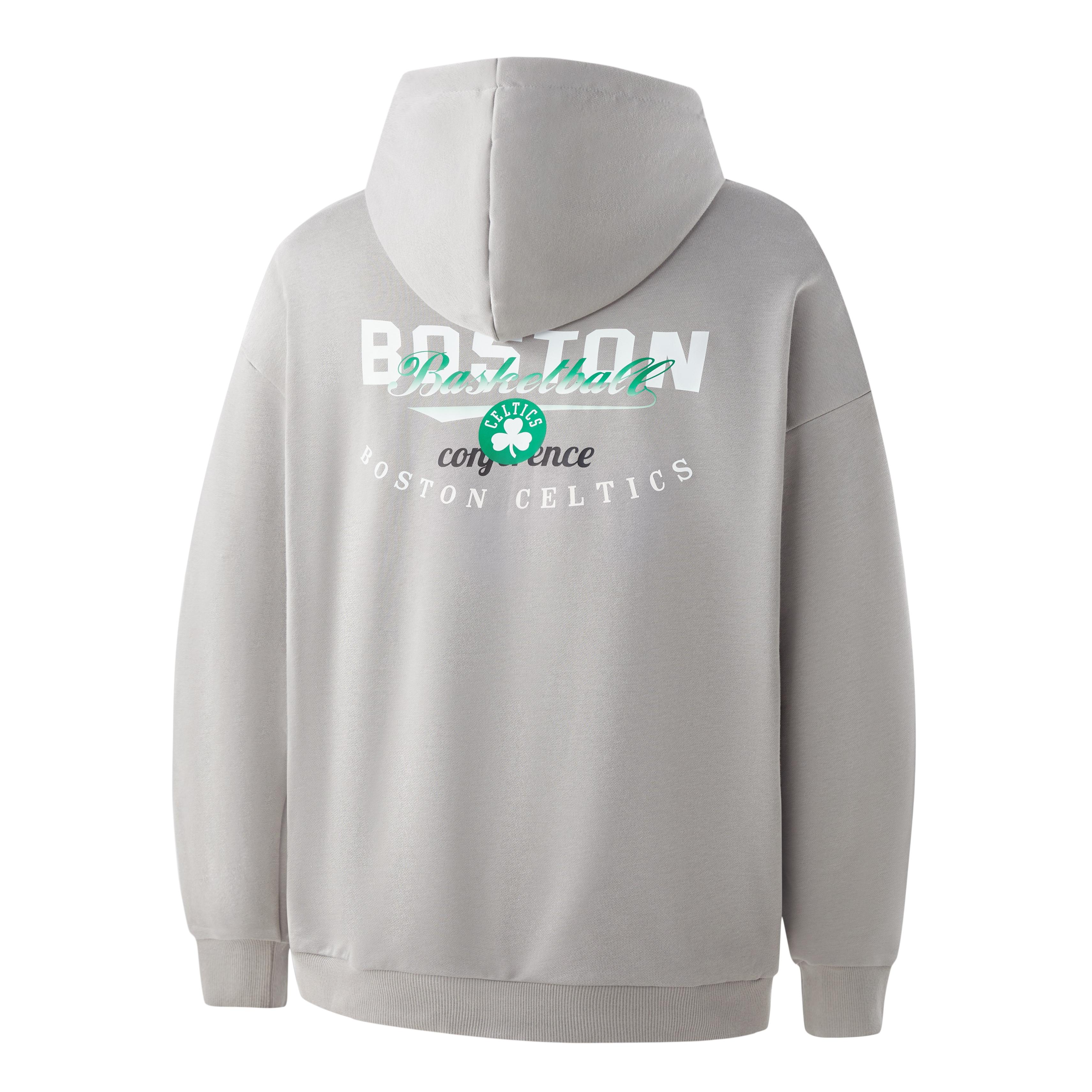 NBA Team Story Celtics Logo Print Hoodie Unisex - Grey APHOD00114BOS03