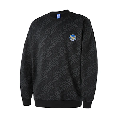 NBA Team Story Series Golden State Warriors Letter Print Crewneck Sweatshirt Black APCRE00079GSW01